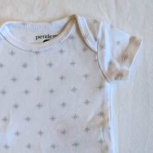 petit lem modern star white cotton short sleeve bodysuit newborn baby unisex